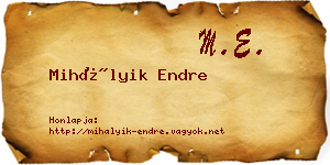 Mihályik Endre névjegykártya